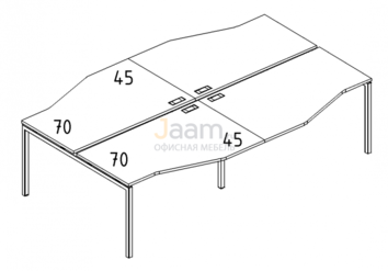Мебель для персонала Рабочая станция со столами эргономичными "Техно"на металлокаркасе DUE Б2 189-2 БП
