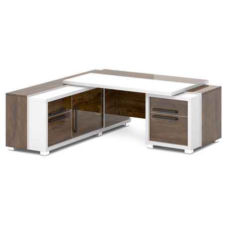 Кабинет руководителя Стол руководителя с греденцией и тумбой L-113пр/л