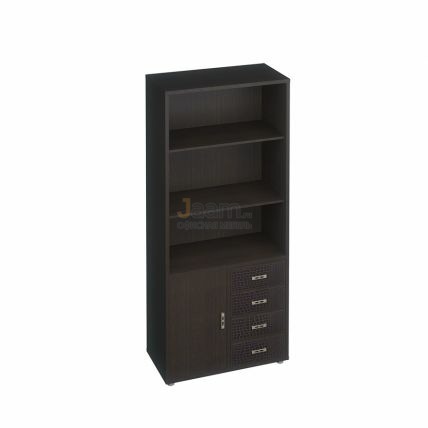 Кабинет руководителя Офисный шкаф для документов с кожаными фасадами, без стеклянных дверей КМ-93892