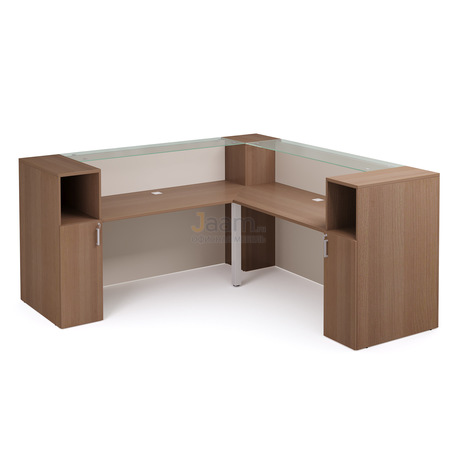 Стойка ресепшн Стойка регистрационная со стеклом угловая с двумя шкафами PZ/D218/3