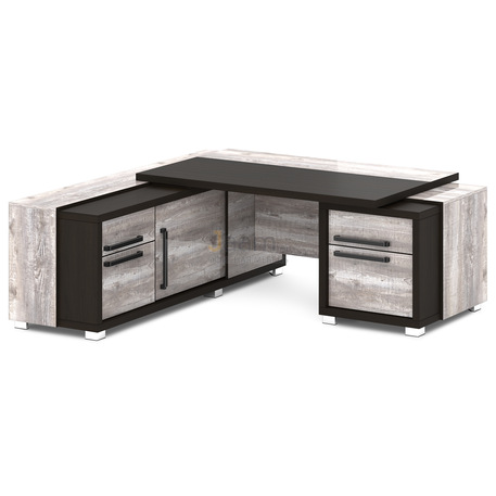 Кабинет руководителя Стол руководителя с греденцией и тумбой L-113пр/л