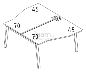 Мебель для персонала Рабочая станция со столами эргономичными "Техно" на металлокаркасе TRE Б3 191 БП