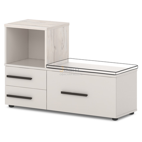 Мебель для персонала Офисная тумба приставная с пуфом левая T-235л